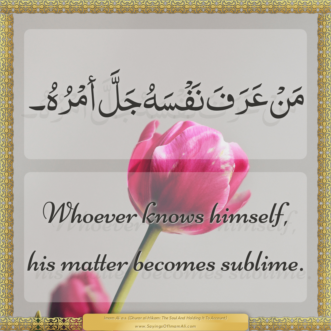 Whoever knows himself, his matter becomes sublime.